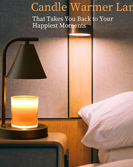 Candle Warmer Lamp, Electric Candle Lamp Warmer Gifts for Mom Women House Warming Gifts New Home Bedroom Decor Dimmable Wax Melt Warmer for Scented Wax with 2 Bulbs, Jar Candles (Black)