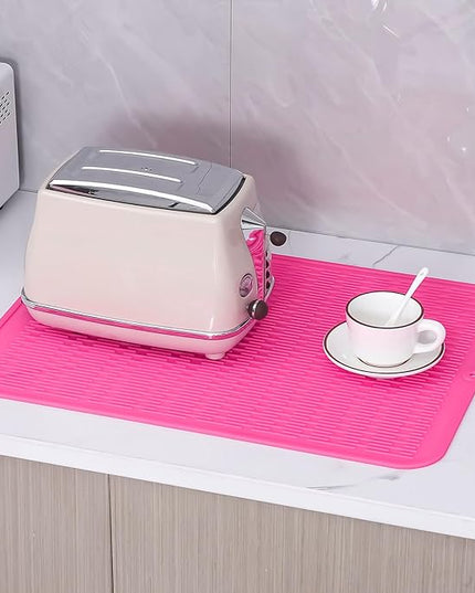 Silicone Dish Drying Mat for Multiple Usage,Easy clean,Eco-friendly,Heat-resistant Silicone Mat for Kitchen Counter or Sink,Refrigerator or Drawer Liner Rose 2XL 24 inches x 18 inches