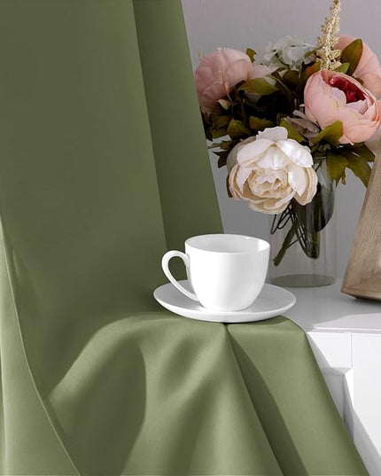 HOMEIDEAS Sage Green Blackout Curtains for Bedroom 52 X 96 Inch Length 2 Panels Set Room Darkening Bedroom Curtains, Soundproof Thermal Grommet Window Curtains for Living Room for Christmas