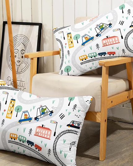 Ailonen Construction Cars Bed Linens - Queen Size Sheet Set With 1 Fitted Sheet and 2 Pillowcases For Boys Kids