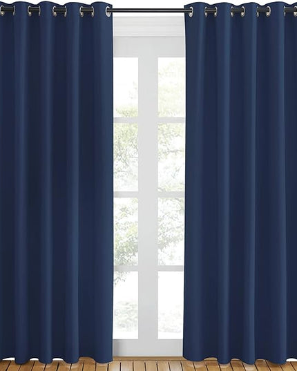NICETOWN Blackout Navy Curtain Drape for Windows 84" Long - Room Darkening Energy Saving Thermal Insulated Solid Grommet Window Treatment for Living Room (Navy, 1 Panel, 66 by 84-Inch)