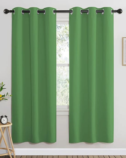 NICETOWN Room Darkening Curtains for Nursery, Grommet Thermal Insulated Light Blocking Window Treatments Sound Reducing for Bedroom, W37 x L72, 2 Panels, Forest Green