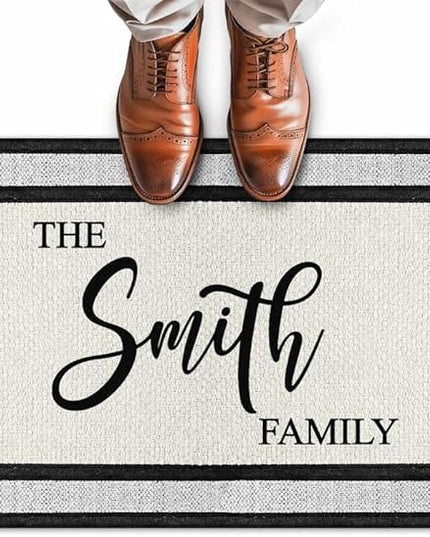 My Sign Center Door Mat, Personalized Doormat, Custom Family Name Mat for Front Door, Indoor/Outdoor, Housewarming Gift, Heavy Duty Slip Resistant Backing, 18x30 Inches, Polyester Top Made in USA