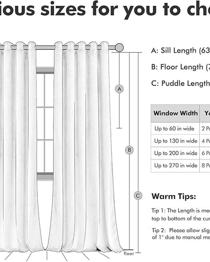 MIULEE Velvet Curtains Black Elegant Grommet Thermal Insulated Soundproof Room Darkening Curtain/Drapes for Classical Living Room Bedroom Halloween Decor 66 x 96 Inch Set of 2