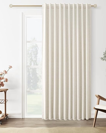 Guken Cream Linen Blackout Curtains 70 Inch Wide by 84 Inch for Living Room Bedroom Back Tab Thermal Insulated 100% Black Out Linen 1 Drapes Room Darkening Window Curtains,1 Panel