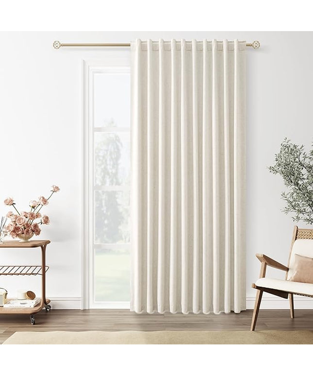 Guken Cream Linen Blackout Curtains 70 Inch Wide by 84 Inch for Living Room Bedroom Back Tab Thermal Insulated 100% Black Out Linen 1 Drapes Room Darkening Window Curtains,1 Panel