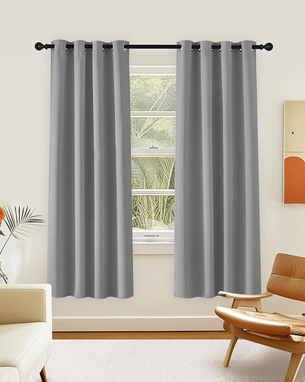 NICETOWN Room Darkening Curtain for Living Room - Energy Saving Thermal Insulated Grommet Room Darkening Curtain/Drape for Bedroom (1 Panel, 46 by 72, Silver Grey)