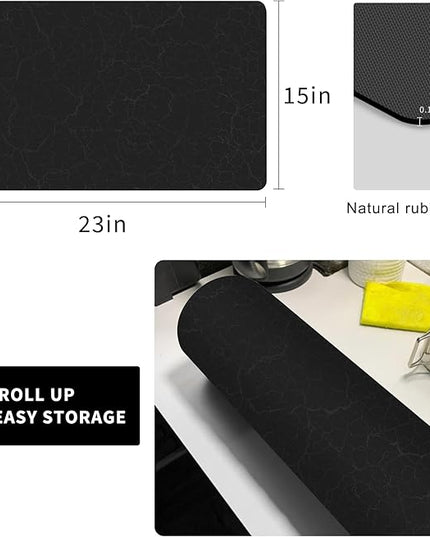 Golener Coffee Bar Mat,Under Coffee Maker Mat,23"x15"Coffee Tray Mat Under Coffee Machine,Rubber Coffee Maker Mat,Under Appliance Mats,Silicone Hot Mat for Coffee Machine,Dish Drying Mat, Marble Black