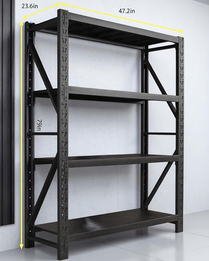 torage Shelves,Garage Shelving Heavy Duty Metal Adjustable Garage Shelves, Shelving Units Industrial Shelving for Warehouse (Black, W47.2*D23.6*H79)