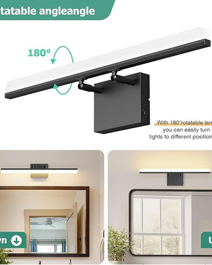 Black Vanity Light 24", 18W LED Bathroom Light Bar with 5CCT, Adjustable Angle & ETL Dimmable Driver – Modern Bathroom Vanity Light Fixture for Mirror, Powder Room, Bedroom, Apartment, Hotel
