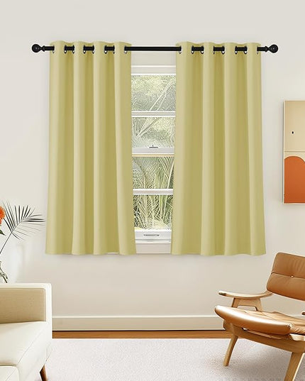 NICETOWN Room Darkening Short Curtain 54 inches Long for Living Room, Grommet Sound Reducing Thermal Insulated Curtains for Bedroom Nursery Window, 46W x 54L, 1 Piece, Paler Yellow
