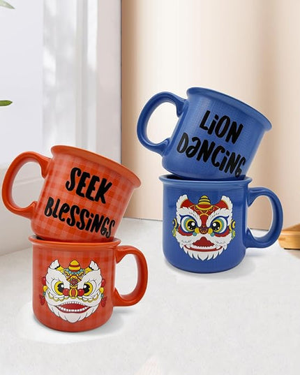 Ceramic Coffee Mugs Set Of 4,14 Oz Coffee Cups With Handle, Large Coffee Mugs Perfect For Cappuccino, Latte, Americano, Tea Bag, Beverage