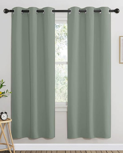 NICETOWN Room Darkening Curtains for Nursery, Grommet Thermal Insulated Light Blocking Window Treatments Sound Reducing for Bedroom, W37 x L72, 2 Panels, Sage Green