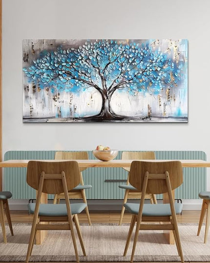 Wapluam Large Canvas Wall Decor For Living Room Farmhouse Wall Art For Bedroom Office Wall Decorations Blue Tree Paintings Abstract Pictures Framed Artwork Modern Room Home Decor Posters