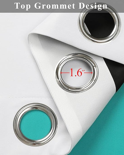 Estelar Textiler Teal and Greyish White Ombre Full Light Blocking Blackout Curtains for Living Room 54 Inch Long, Energy Saving Grommet Window Curtains for Bedroom, 52x54 inch, 2 Panels