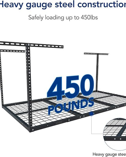FLEXIMOUNTS 3x6 Overhead Garage Storage Adjustable Ceiling Rack 72" Length x 36" Width x 40" Height, 450lbs Weight Capacity, Black, Classic Series