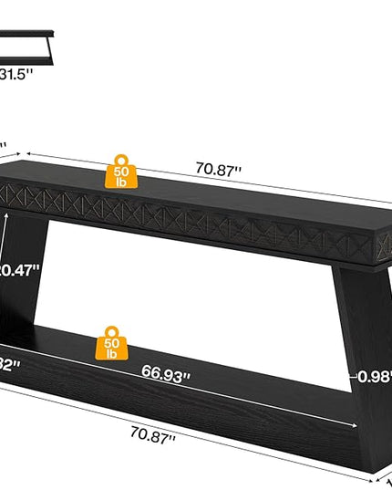 Tribesigns Modern Console Table, 71-Inch Extra Long Entryway Table with Storage, 2-Tier Narrow Sofa Table Behind Couch, Farmhouse Wooden Accent Table for Living Room, Hallway, Foyer, Black