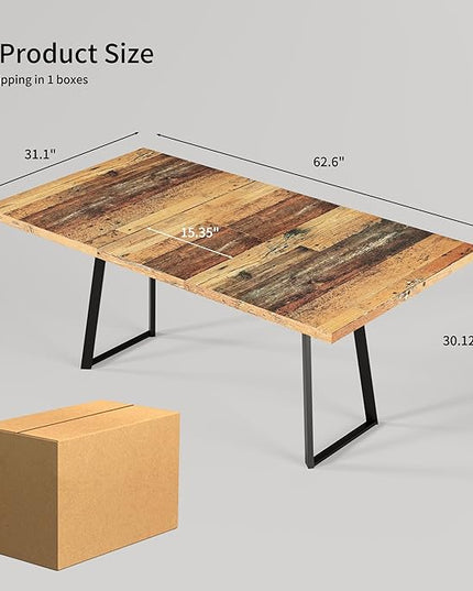 ZckyCine Extendable Dining Table 47"-63", Rustic Wood Modern Scandinavian Style Dining Room Table, Space Saving Kitchen Apartment Furniture, Seats 4-6