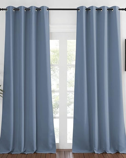 NICETOWN Blackout Curtain & Drape - (Stone Blue Color) Room Darkening Thermal Insulated Window Treatment for Living Room/Bedroom, W52 x L95, 1 PC