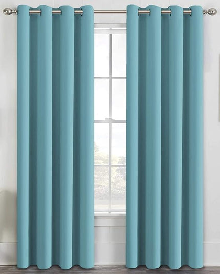 H.VERSAILTEX Blackout Curtains for Bedroom Living Room Thermal Insulated Drapes Innovated Microfiber Window Panels Drapes, Grommet Top, 52 by 96 - Inch -Set of 2 - Aqua