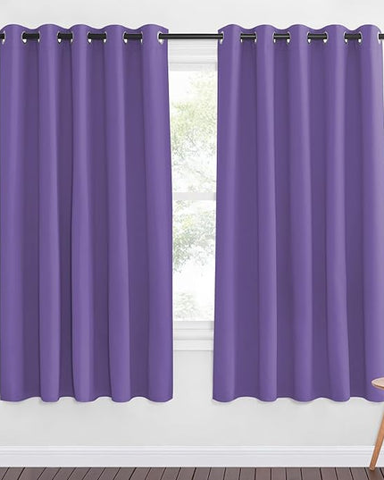 NICETOWN 66 Inch Long Blackout Curtains for Bedroom Living Room, Thermal Insulated Room Darkening Curtains, Light Blocking Blackout Drapes for Bedroom, 66" W x 66" L, 1 Panel, Lilac Purple