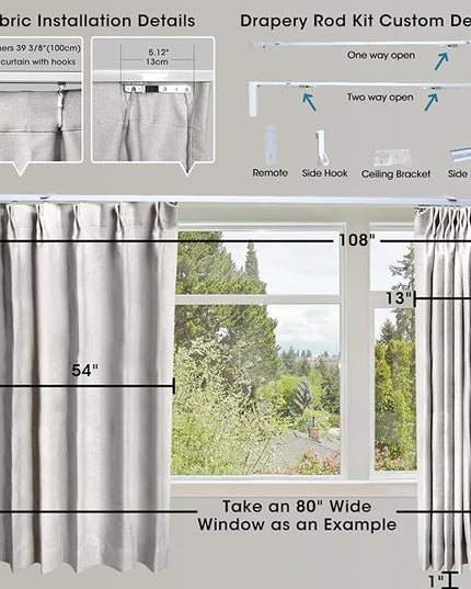 SmartWings Automatic Curtain Opener with Drapery, Motorized Vertical Blinds with Remote, Electric Closet Doors Sliding Panels Compatible with Alexa Google Homekit, 90% Blackout Cream