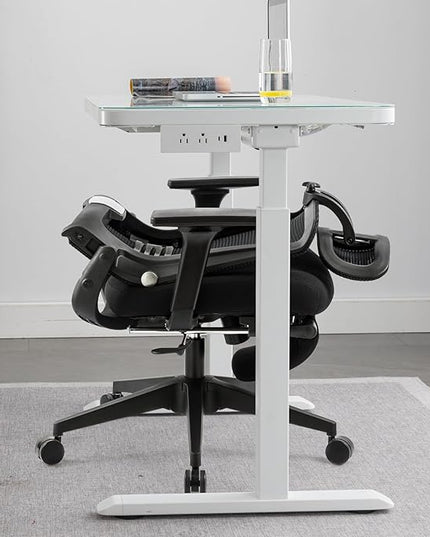Foldable Office Chair with Foot Rest, Ergonomic Office Chair with Adjustable Lumbar Support, Headrest, Armrest, Home Office Desk Chairs for Space Saving, Work from Home, Black