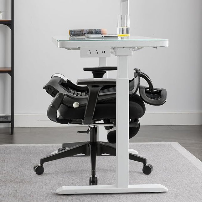 Foldable Office Chair with Foot Rest, Ergonomic Office Chair with Adjustable Lumbar Support, Headrest, Armrest, Home Office Desk Chairs for Space Saving, Work from Home, Black