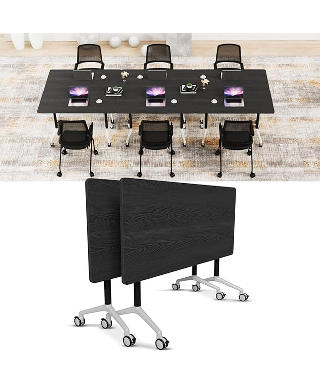 Conference Room Table with Flip-Top Design for Dynamic Meetings, Business Table Computer Desk with Heavy-Duty Frame,Foldable Seminar Meeting Tables for Home Office (2, F, 47.2IN)