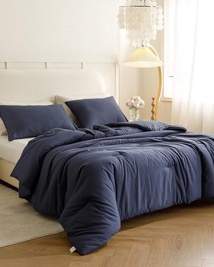 ROSGONIA California King Comforter Set Navy Blue,3pcs(1 Boho Cal King Comforter & 2 Pillowcases) All Season Bedding Soft Bedspread Blanket Quilt