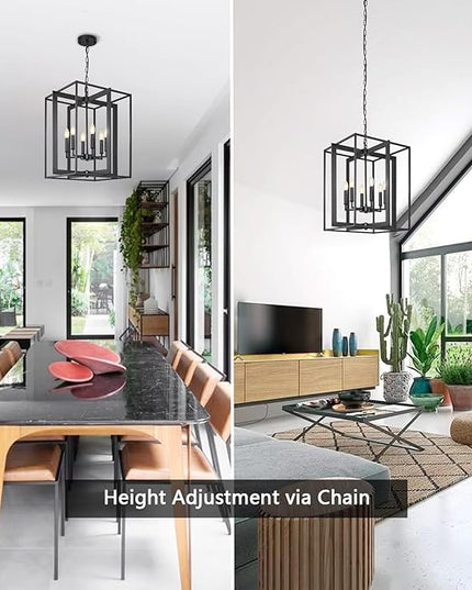 6-Light Modern Farmhouse Black Foyer Chandelier, 20.6'' Rustic Metal Chandeliers for Dining Room, Adjustable Industrial Vintage Lantern Hanging Light Fixture for Entryway, Kitchen, Hallway
