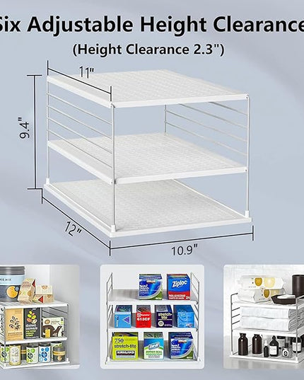 Upgraded Cabinet Organizers and Storage -Divided Compartment Holder for Plastic Bag, Wrap, Foil, Snack and Box for Kitchen Organization and Storage-Under Sink Organizers and Storage Suitable