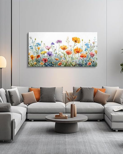 Wapluam Vintage Wildflower Canvas Prints Painting Large Wall Decor For Living Room Wall Art For Bedroom Office Decoration Flowers Pictures Artworks Ready To Hang Modern Aesthetic Framed Home Decor