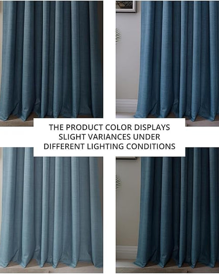 HPD Half Price Drapes Vienna Basic Linen 100% Blackout Curtains for Bedroom 108 Inches Long (2 Panels) - Rod Pocket Curtains & Drapes for Living Room & Windows - 50 X 108, Dark Blue