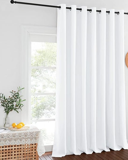 NICETOWN Blackout Patio Curtains 100 x 144 Inches Long for Sliding Door Extral Wide Blackout Curtain Panels Thermal Insulated Room Divider - Grommet Top, 100" W x 144" L, 1 Panel, White