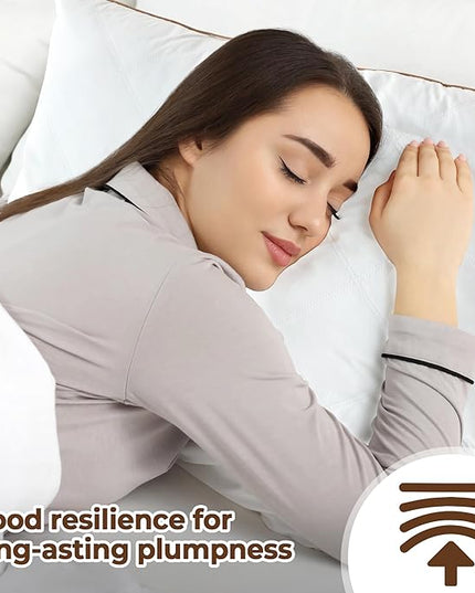 WOLKI Goose Down Feather Pillows, Pillows King Size Set of 2, 100% Soft Cotton Cover Bed Pillows, Hotel Pillow for Back, Stomach or Side Sleepers