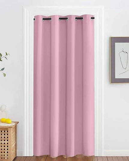NICETOWN Blackout Doorway Curtain Drape 78 inch Long - Grommet Noise Reducing Thermal Insulated Solid Modern Window Treatments for Bedroom Closet (1 Panel, 52 x 78 Inch, Rouge Pink)