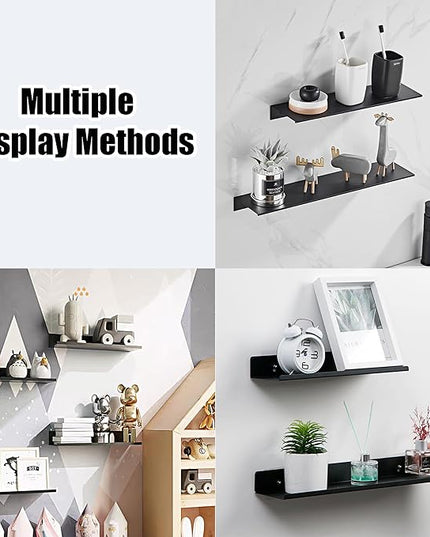 Adhesive Shower Caddy 2 Pack, Metal Shower Shelves for Inside Shower 30cm, Black Bathroom Shelves Wall Mounted, No Drilling Bathroom Organizer