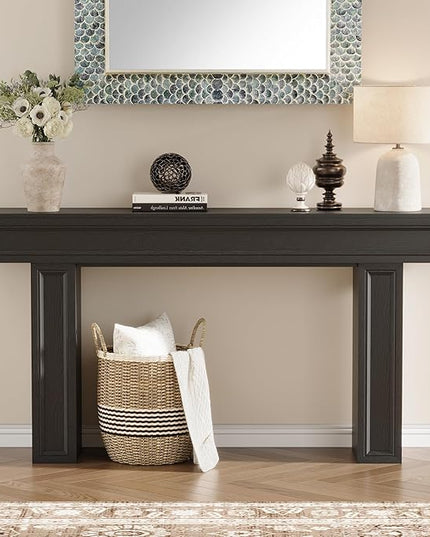Rresyet 63 Inch Long Console Table, Sofa Table Behind Sofa, Wooden Entryway Table, Farmhouse Entryway Table for Entry, Hallway, Living Room (Black)