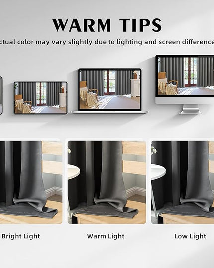 Room Darkening Curtains 54 Inch Length for Bedroom Living Room, Insulated Thermal Grommet Curtain Drapes, Blackout(60-90%,Not 100%) Window Treatment Decor, 2 Panels, 35x54, CharcoalGrey