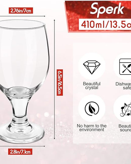 Patelai Set of 24 Clear Glasses 13.5 oz Water Goblet Glass Stemmed Water Glasses for Juice Wine Beer Tea Milk Cold Beverages Drinks Dishwasher Safe