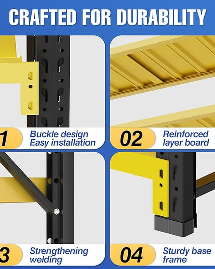 torage Shelves,Garage Shelving Heavy Duty Metal Adjustable Garage Shelves, Shelving Units Industrial Shelving for Warehouse (Yellow and Black, W59.1*D19.7*H78.7)
