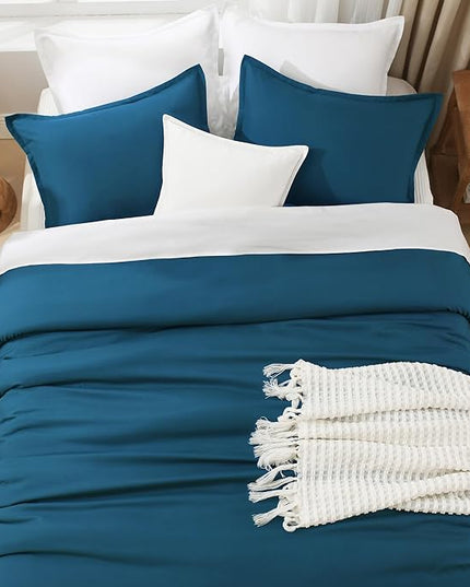 Litanika Comforters Teal Super King Plus Size, 3 Pieces Lightweight Solid Bedding Set & Collections, All Season Fluffy Bed Set (128x120In Comforter & 2 Pillowcases)