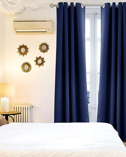 BGment Blackout Curtains for Bedroom - Grommet Thermal Insulated Room Darkening Curtains for Living Room, Set of 2 Panels, Each 46 x 72 Inch, Navy Blue