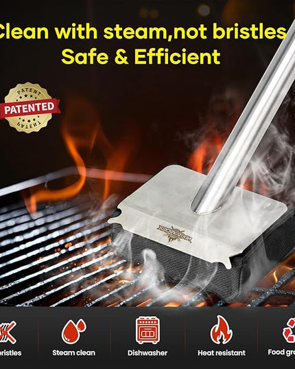 Grill Brush Bristle Free,Unique Wave pad for Cast Iron/Stainless-Steel Grates, (Only Replaceable Cleaning Head No Grill Brush)