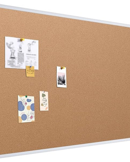 VIZ-PRO Large Cork Bulletin Board, 96 X 48 Inches, Wall-Mounted Corkboard with Silver Aluminium Frame for School, Office, and Home 8' X 4'