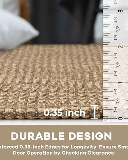 KOZYFLY Area Rug Runner Sets of 2 Pcs 2x3 and 2x6 Washable Kitchen Rugs Non Slip Rubber Backed Hallway Rug Woven Cotton Entrance Rugs for Front Porch Bathroom Kitchen Bedroom, Tan/Orange/Brown