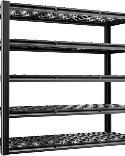 5-Tier 60”W x 24”D x 78”H Garage Shelving Adjustable Metal Storage Shelves 3000LBS Garage Shelving Heavy Duty Utility Shelf Unit Storage Racks for Warehouse(Black)
