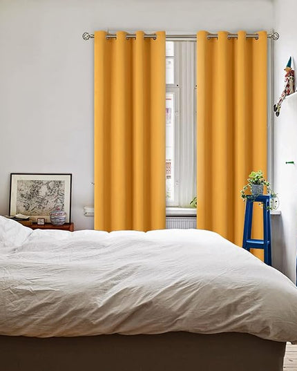 BGment Room Darkening Curtains 84 Inches Long - Grommet Thermal Insulated Drapes Window Treatment Curtains for Bedroom, 2 Panels, 52 x 84 Inch, Mustard Yellow