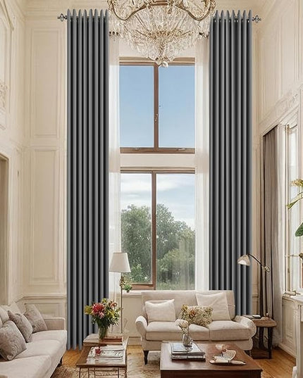 Blackout Curtains for High Ceiling, Extra Long Tall Curtains 18ft Length Solid Grommet Window Drapes for 2 Story High Living Room Loft, Set of 1 Curtain Panel 108 W x 215 L Inches Dark Gray